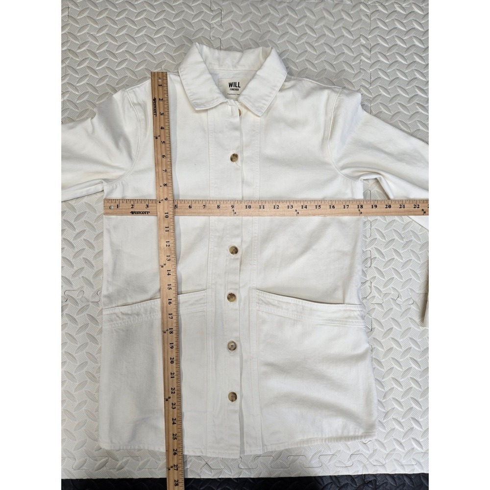 Sezane Will Jacket Ecru Organic Cotton Denim Overshirt XS Neutral Oversized - Picture 9 of 11